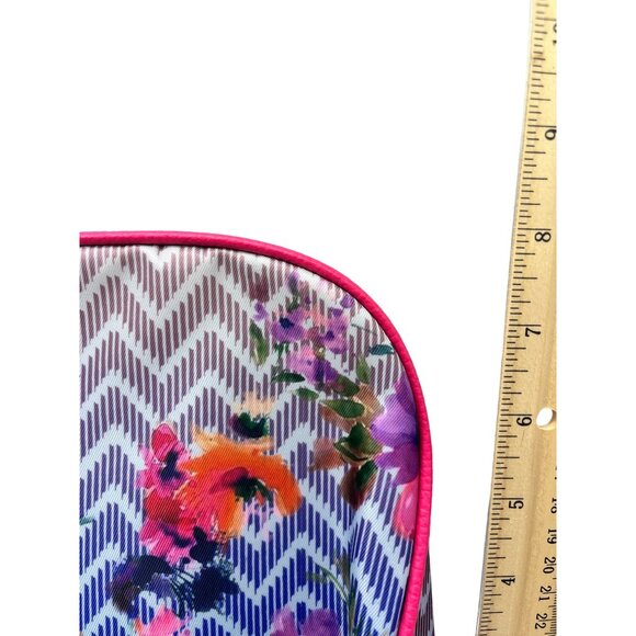 Floral Zigzag Cosmetic Bag With Pink Trim 2c - Picture 6 of 8